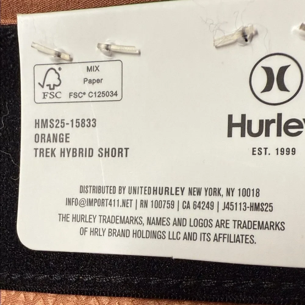 Hurley Men's Rust Flat Front Shorts